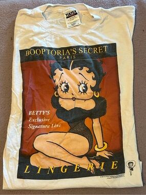 Betty Boop White Graphic Tee with Black, Red and Yellow Print